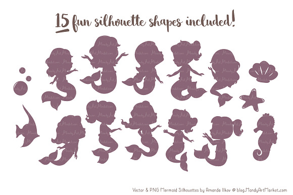 Mermaid Silhouettes in Buff in Illustrations - product preview 1