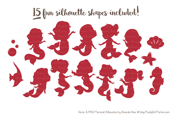 Mermaid Silhouettes in Christmas in Illustrations - product preview 1