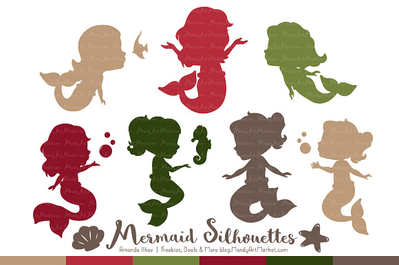 Mermaid Silhouettes in Christmas in Illustrations - product preview 3
