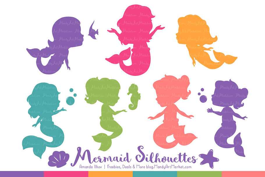 Crayon Box Girl Mermaid Clipart in Illustrations - product preview 8