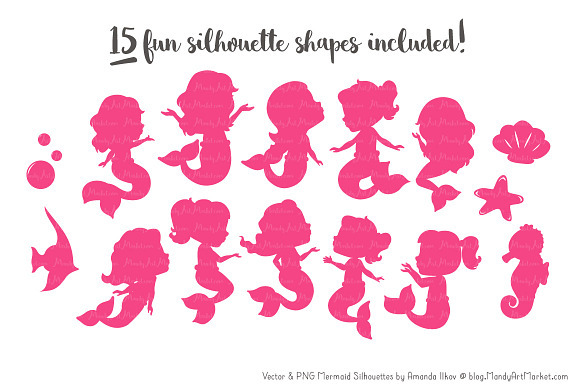 Crayon Box Girl Mermaid Clipart in Illustrations - product preview 1