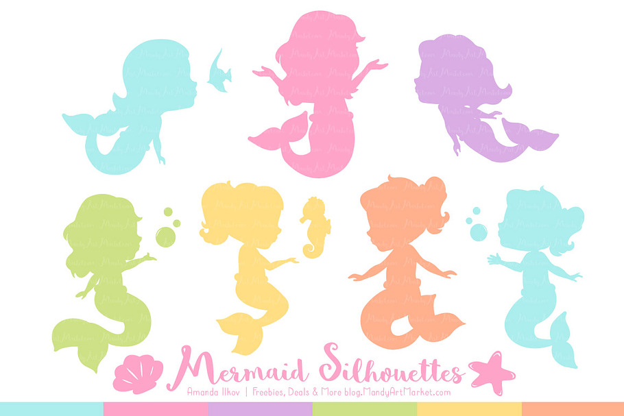 Mermaid Silhouettes in Fresh Girl in Illustrations - product preview 8