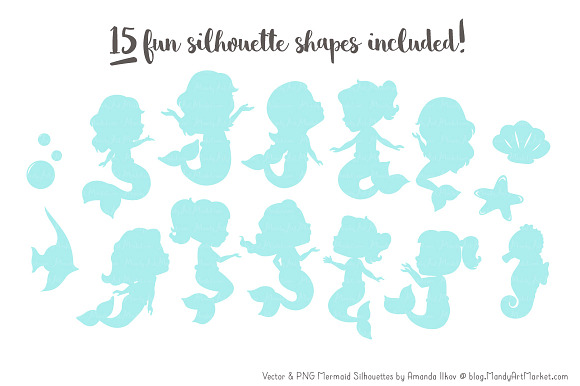 Mermaid Silhouettes in Fresh Girl in Illustrations - product preview 1