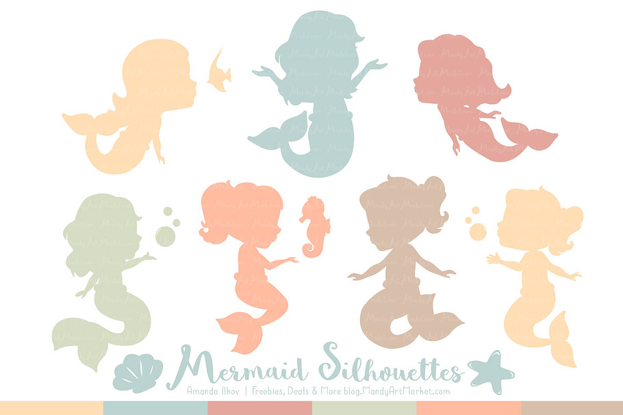 Grandmas Garden Boy Mermaid Clipart in Illustrations - product preview 8