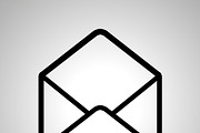 Simple black icon of open envelope