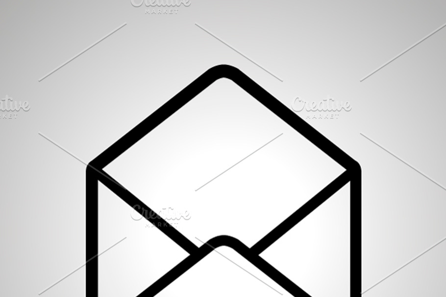 Simple black icon of open envelope in Graphics - product preview 8