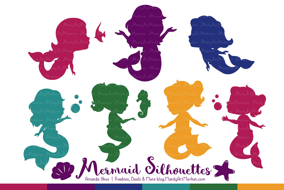 Mermaid Silhouettes in Jewel in Illustrations - product preview 8