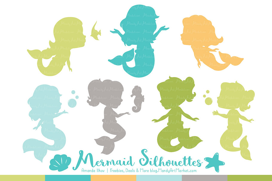 Mermaid Silhouettes in Land & Sea in Illustrations - product preview 8