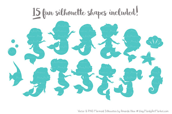 Mermaid Silhouettes in Land & Sea in Illustrations - product preview 1