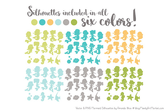 Mermaid Silhouettes in Land & Sea in Illustrations - product preview 2