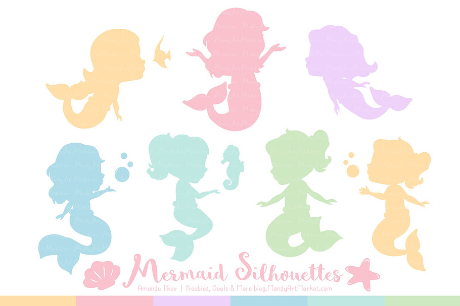 Mermaid Silhouettes in Pastel