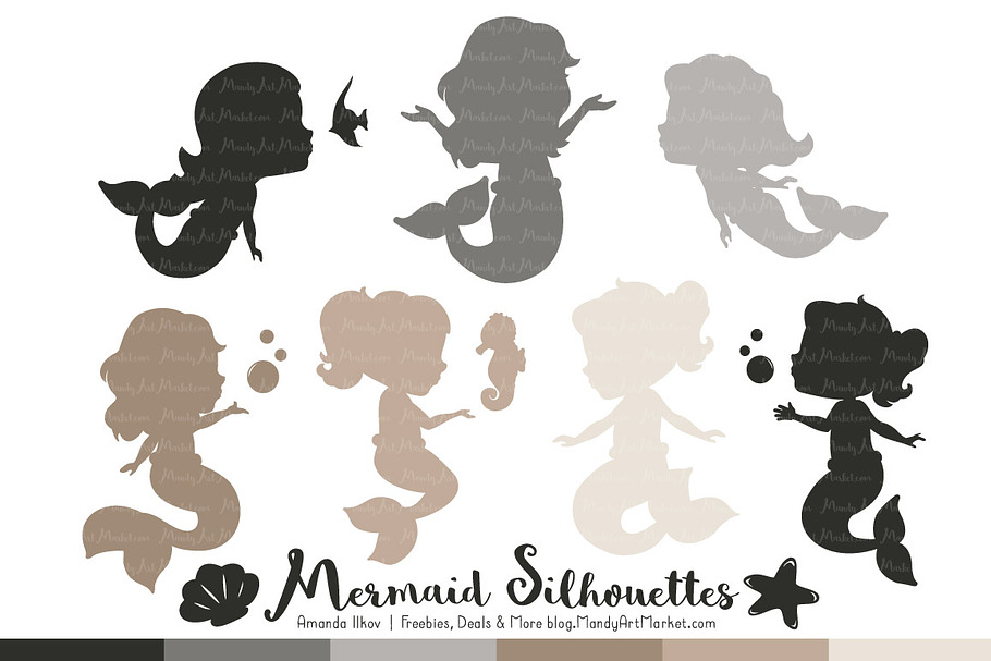 Shades of Neutral Mermaid Clipart