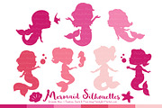 Shades of Pink Mermaid Clipart