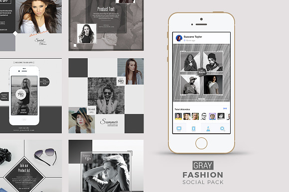 Gray Fashion Social Media Pack in Social Media Templates - product preview 1