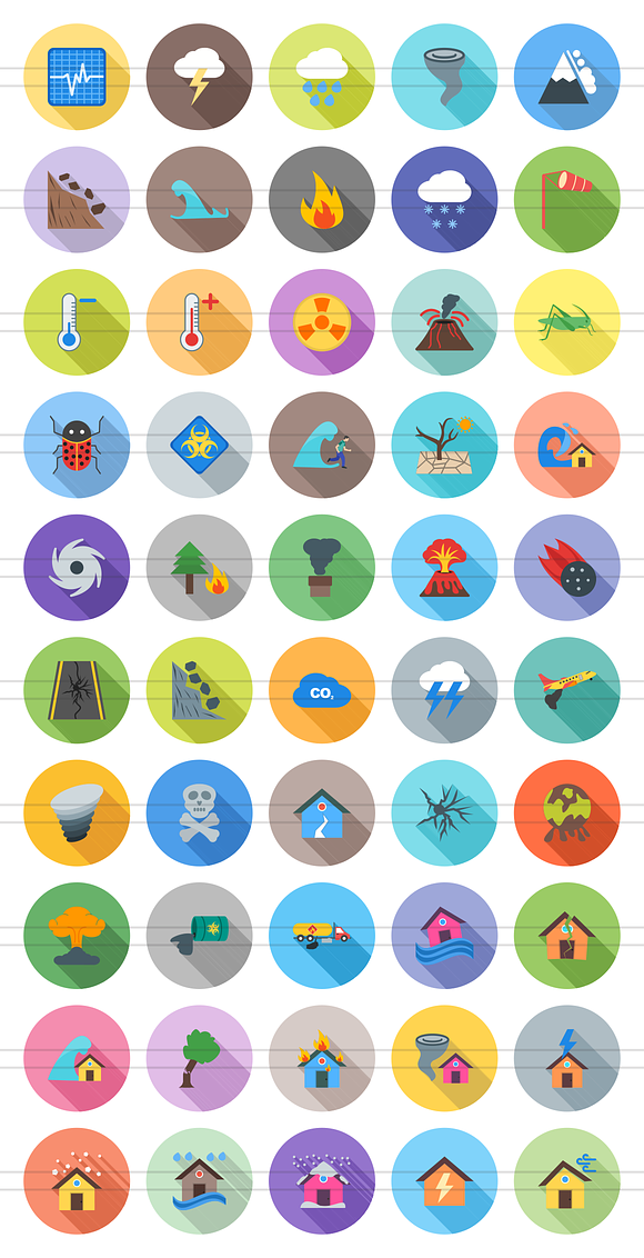 50 Disasters Flat Shadowed Icons in Graphics - product preview 1
