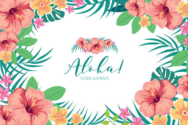 Tropical Hawaiian Flowers Clipart