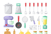Kitchen dishes vector flat icons