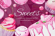 Pink sweets - watercolor collection