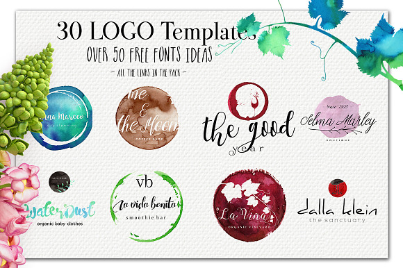 Watercolor LOGO creator kit in Illustrations - product preview 4