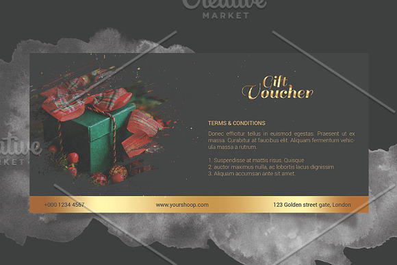 Christmas Gift Voucher template-V04 in Stationery Templates - product preview 1