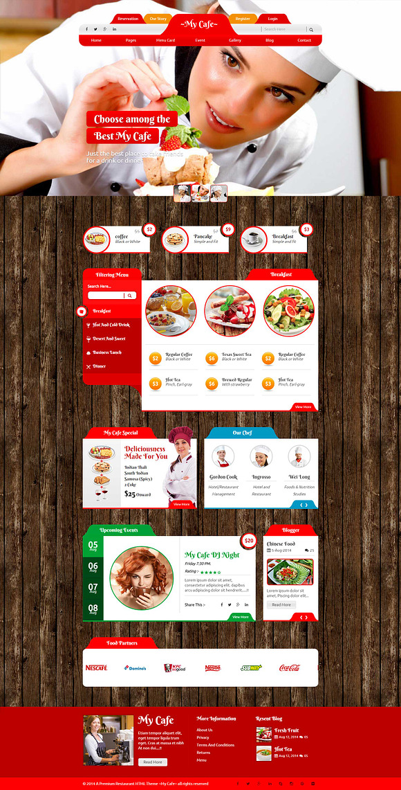 My Cafe Premium Restaurant HTML in Website Templates - product preview 2