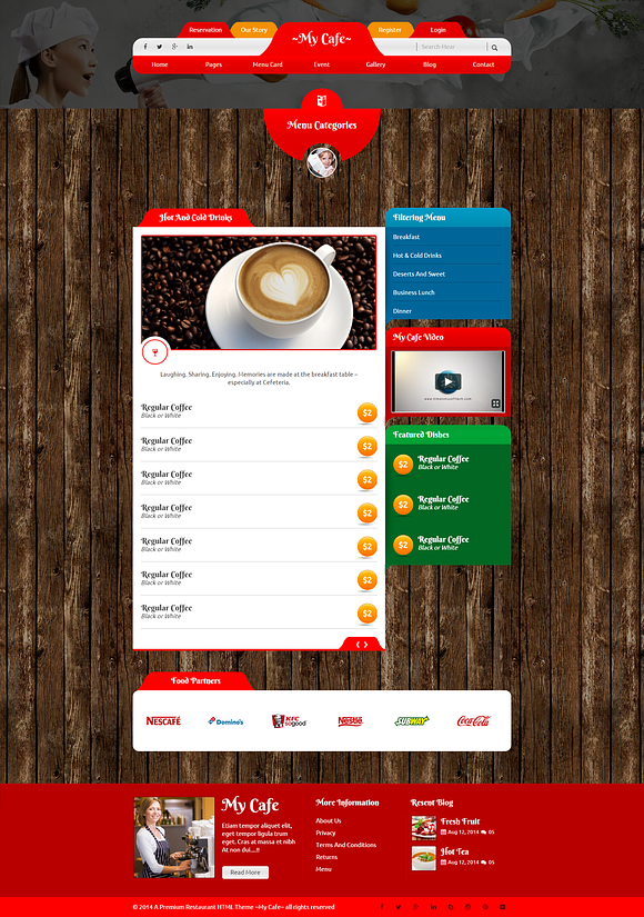 My Cafe Premium Restaurant HTML in Website Templates - product preview 3