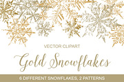Gold Snowflakes Vector Clipart