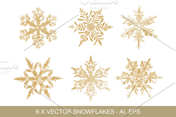 Gold Snowflakes Vector Clipart in Objects - product preview 1