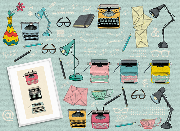 TYPEWRITER SET in Illustrations - product preview 1