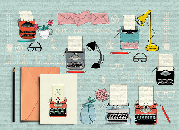 TYPEWRITER SET in Illustrations - product preview 3
