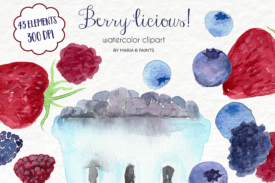 Watercolor Clip Art - Berries in Illustrations - product preview 8