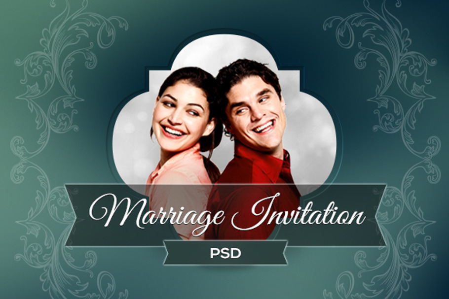 Marriage Invitation PSD Template