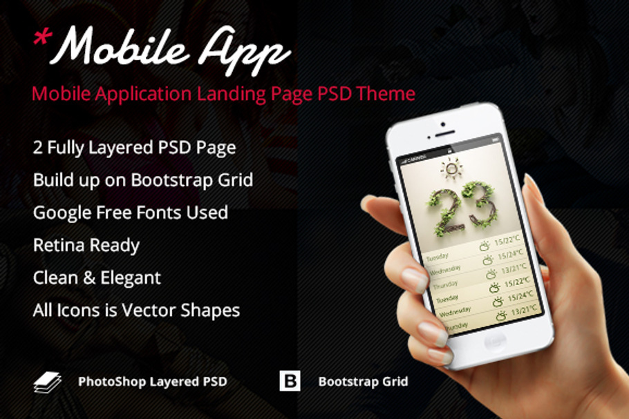 Mobile App Landing Page PSD in Templates - product preview 8