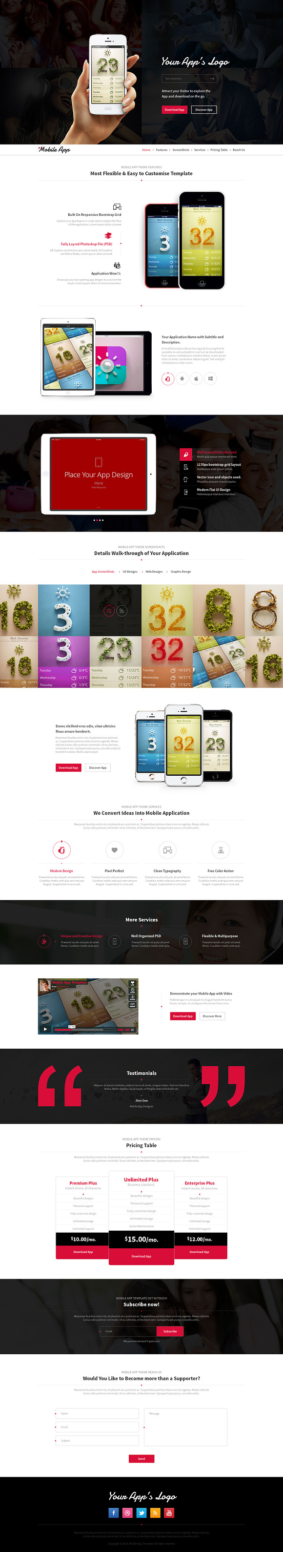 Mobile App Landing Page PSD in Templates - product preview 1