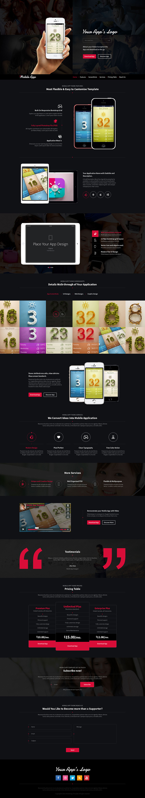 Mobile App Landing Page PSD in Templates - product preview 2