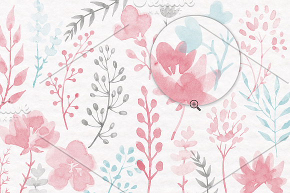 Watercolor floral set +Brushes in Photoshop Brushes - product preview 1