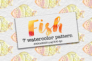 Watercolor funny fish patterns