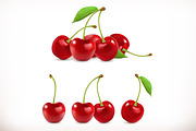 Cherry. 3d vector icons set