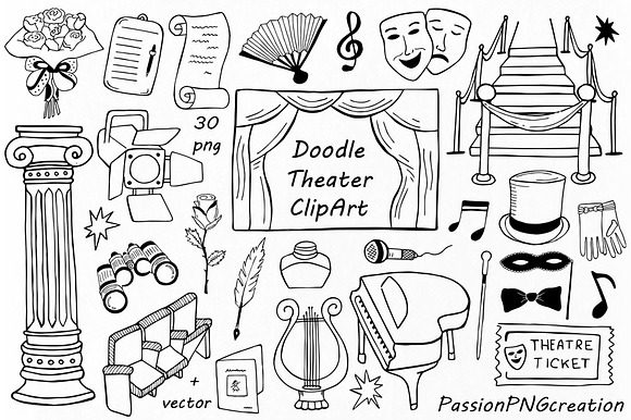 Doodle Theater Clipart in Illustrations - product preview 1
