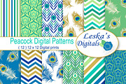 Peacock Digital Paper Patterns