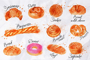 Bread products watercolor