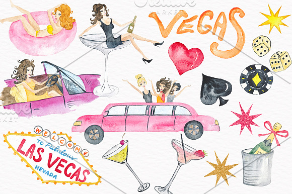 Vegas Watercolor Collection in Illustrations - product preview 2