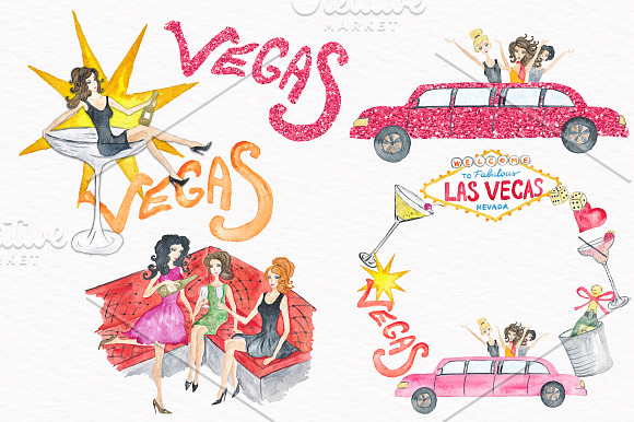 Vegas Watercolor Collection in Illustrations - product preview 3