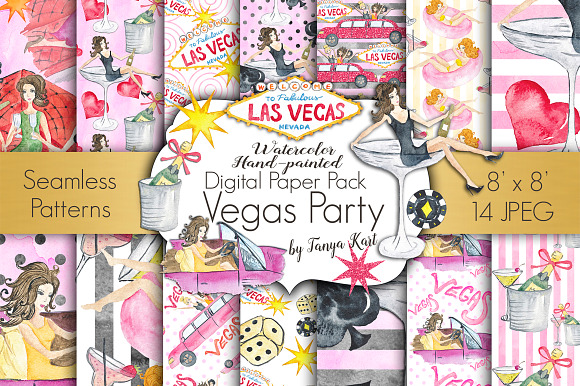 Vegas Watercolor Collection in Illustrations - product preview 4