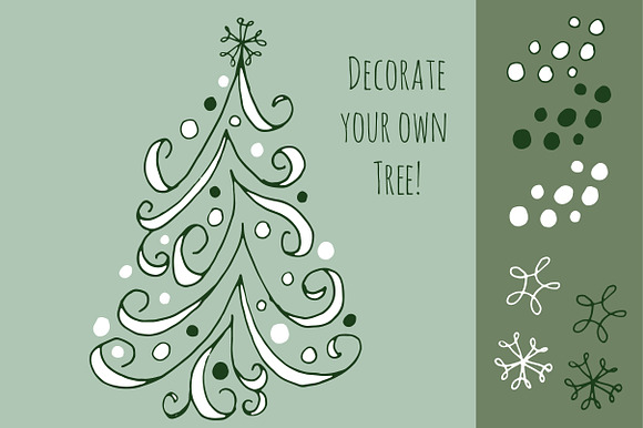 Christmas Tree Doodle Clipart Set! in Objects - product preview 2