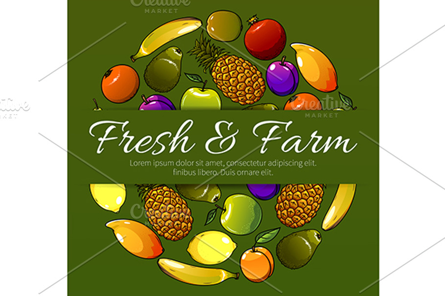 Vector fruits banner in Graphics - product preview 8