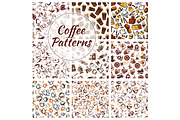 Coffee beans, cups, mills patterns