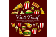 Round poster with fast food