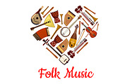 Folk music heart emblem