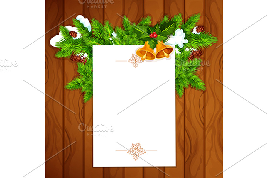 Pine tree and paper on wood in Graphics - product preview 8